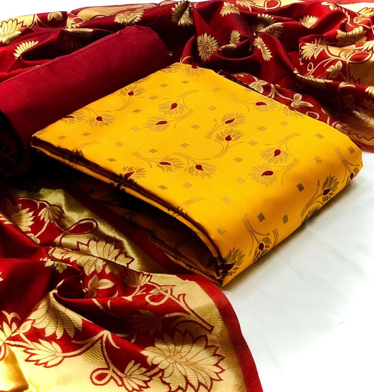 Banarasi Silk Dress 6 Designer Festive Wear Dress Materials (6 Pcs Catalog )