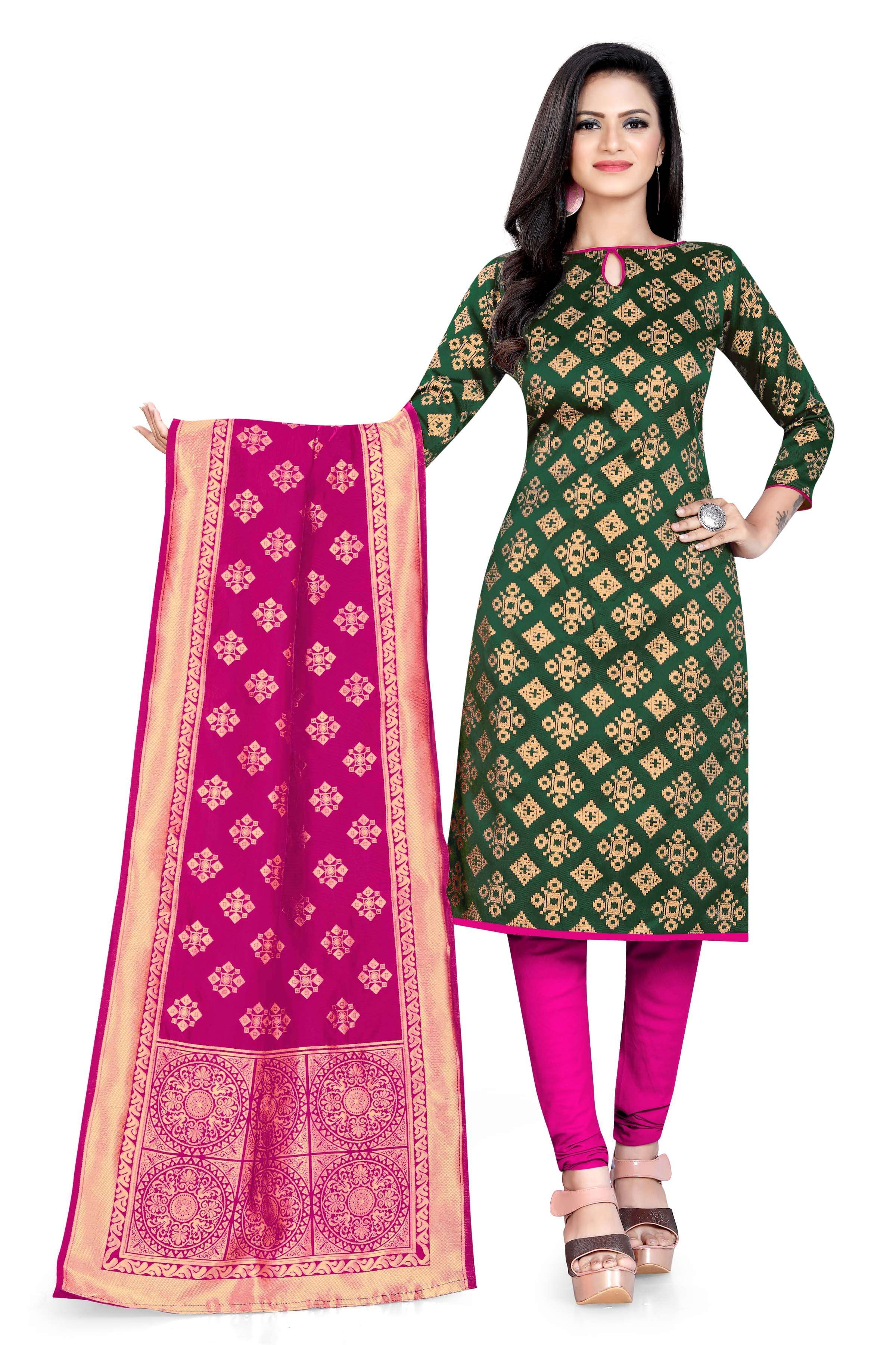 Banarasi Silk Dress 7 Designer Festive Wear Dress Materials (5 Pcs Catalog)