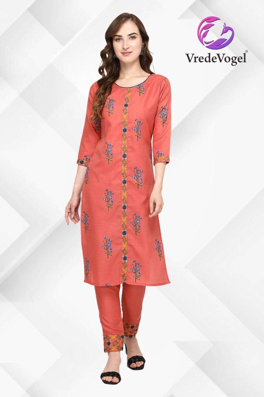 VV Fabulous Cotton Embroidery Kurti With Bottom Seller