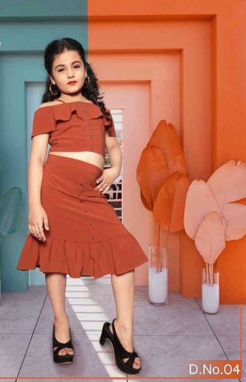 CHILDHOOD KIDS UNIQUE LYCRA TOP AND SKIRT WHOLESALE