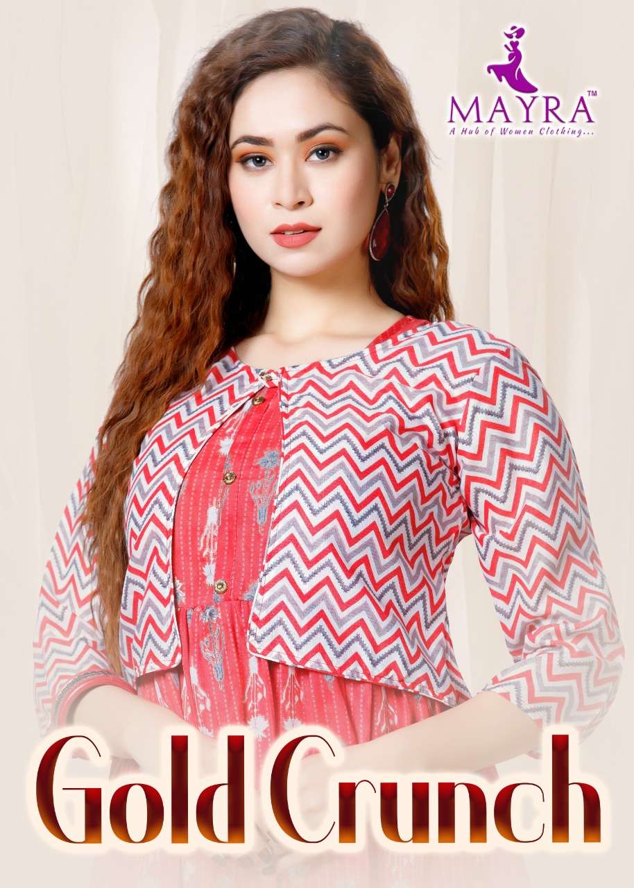 GOLD CRUNCH BY MAYRA KURTI WITH JACKET COLLECTION WHOLESALER