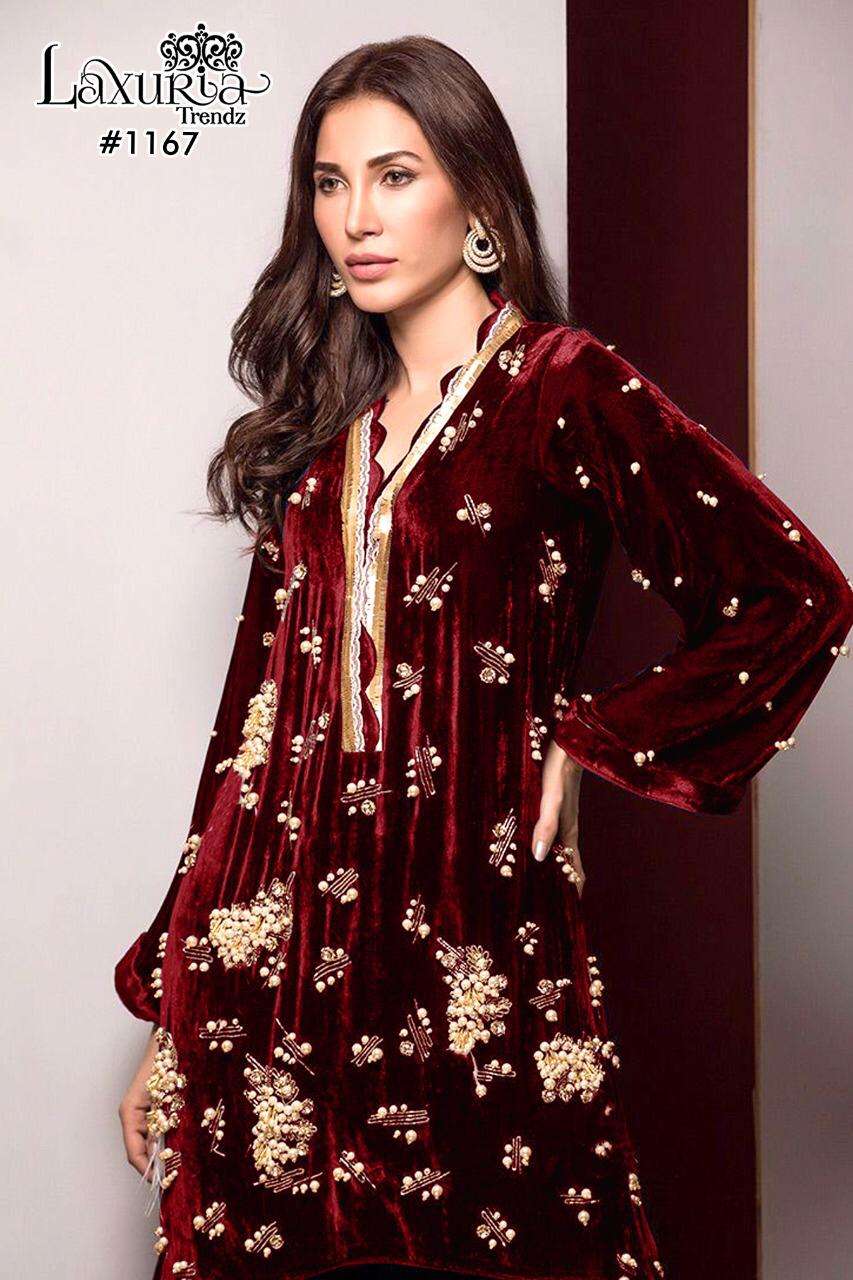 Laxuria Trendz Dno 1224 Velvet With Embroidery Work Stylish Designer F