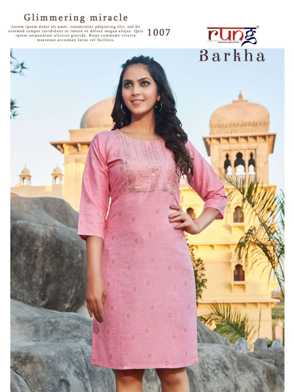 BARKHA BY RUNG NEW DESIGNER HEAVY KURTI WITH HANDWORK COLLECTION WHOLESALER