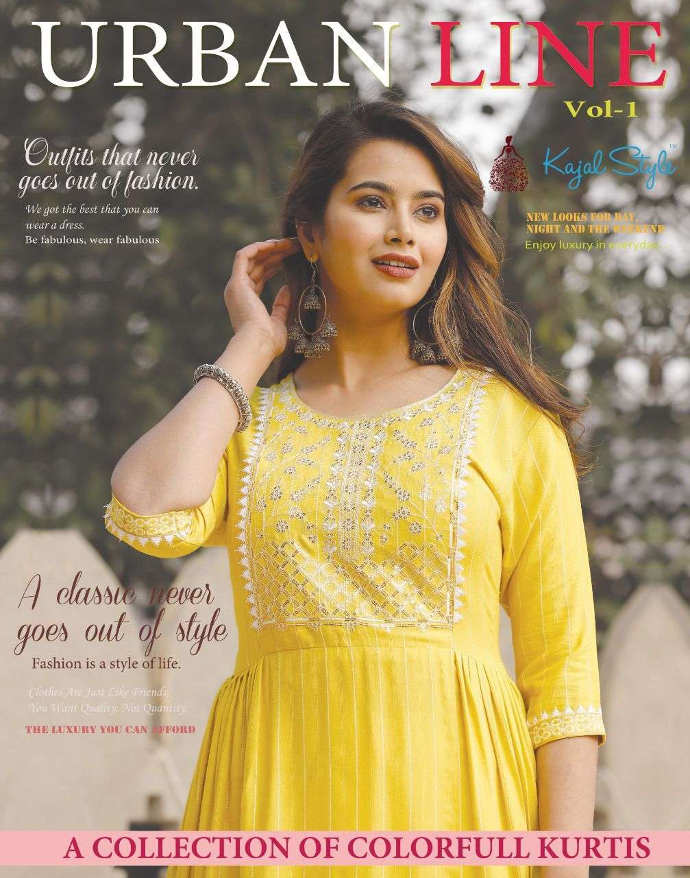 URBAN LINE BY KAJAL STYLE NEW DESIGNER HEAVY FLAIR PATTERN NYRA CUT RAYON KURTI COLLECTION WHOLESALER 