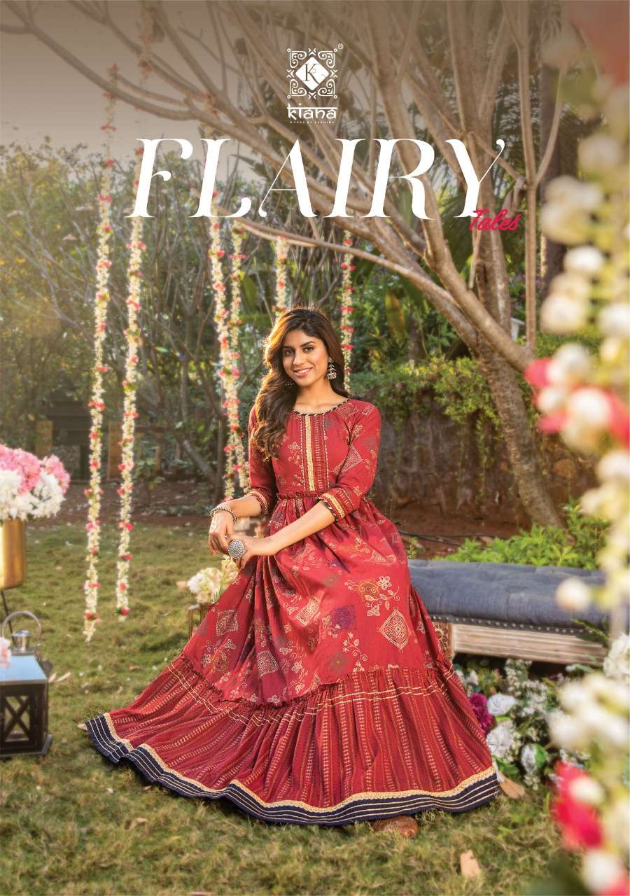 FLAIRY TALES BY KIANA NEW HEAVY FANCY SUMMER COLLECTION COTTON PRINTED FLAIR GOWN COLLECTION WHOLESALER