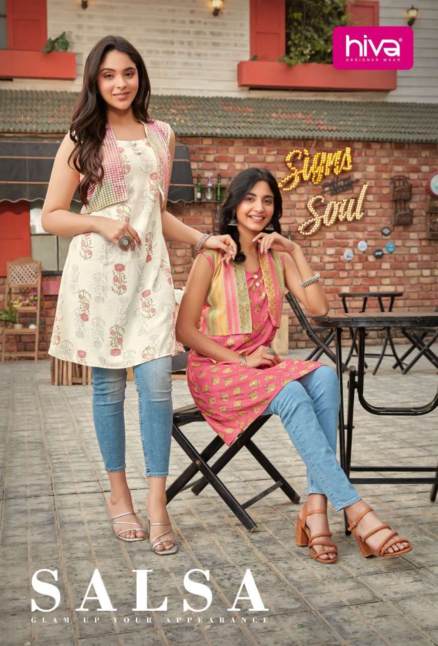 SALSA BY HIVA NEW DESIGNER HEAVY KURTI WITH JACKET RAYON CONCEPT COLLECTION WHOLESALER