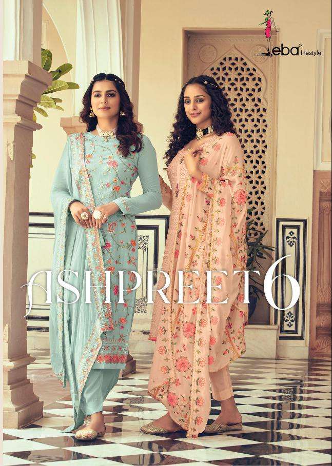 ASHPREET 6 BY EBA LIFESTYLE PRESENTING NEW HEAVY FANCY DESIGNER HEAVY CHINON AND GEORGETTE UNSTICH DESIGNER DRESS MATERIAL HEAVY WEDDING COLLECTION WHOLESALER