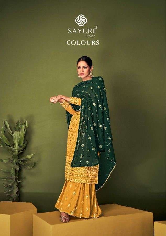 COLOURS BY SAYURI DESIGNER PRESENTING NEW HEAVY FANCY DESIGNER REAL GEORGETTE UNSTICH DRESS MATERIAL HEAVY WEDDING AND FESTIVAL COLLECTION WHOLESALER