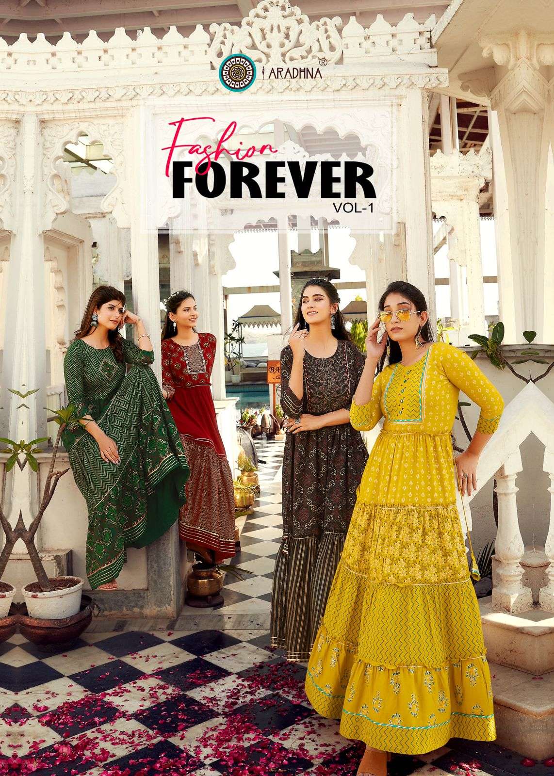 FASHION FOREVER VOL 1 BY ARADHNA PRESENTING NEW HEAVY FANCY DESIGNER RAYON FLAIR KURTI REGULAR WEAR COLLECTION WHOLESALER