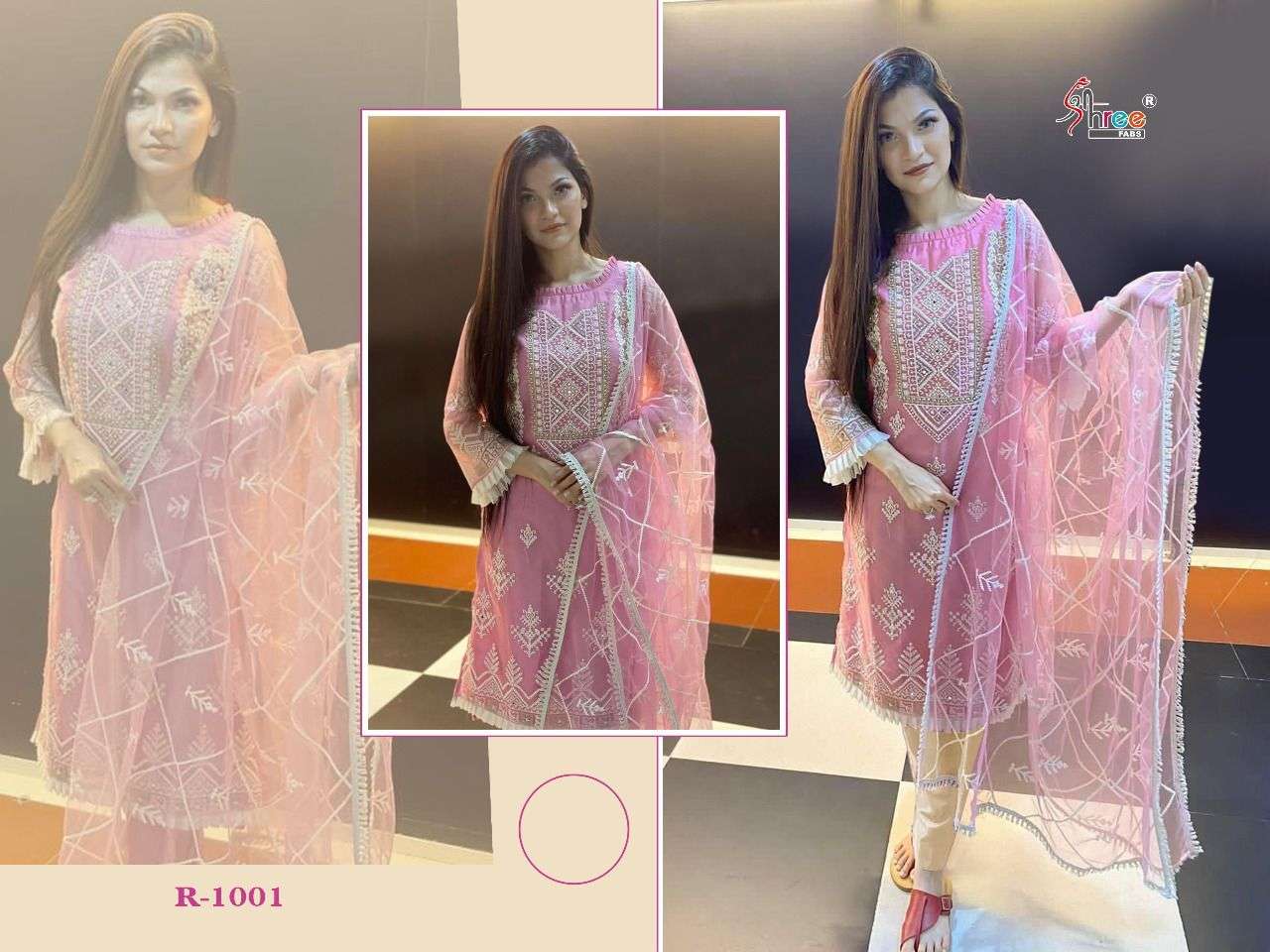 PINK RUBBY BY SHREE FAB PRESENTING NEW HEAVY FANCY DESIGNER PURE ORGANZA TISU FABRICS PAKISTANI READYMADE SUIT COLLECTION WHOLESALER
