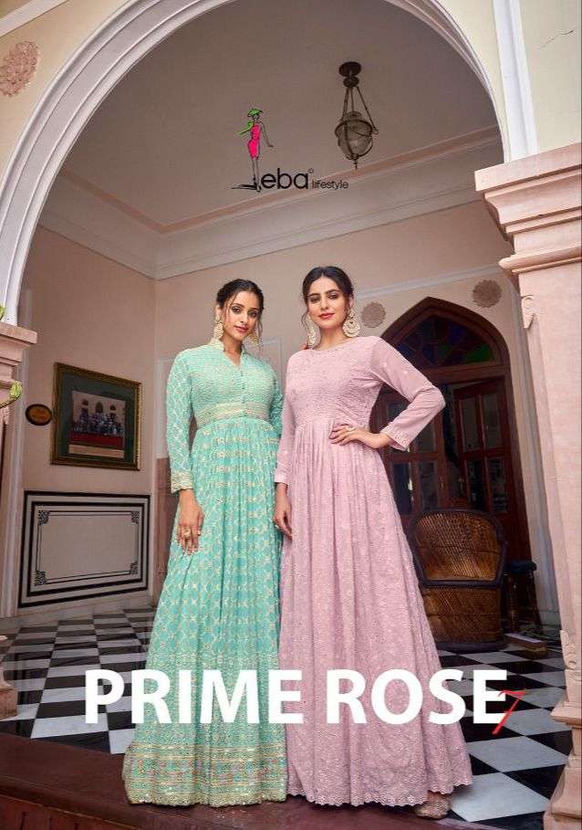 EBA LIFESTYLE PRIME ROSE 7 GEORGETTE REDYMADE SUITS CATALOG