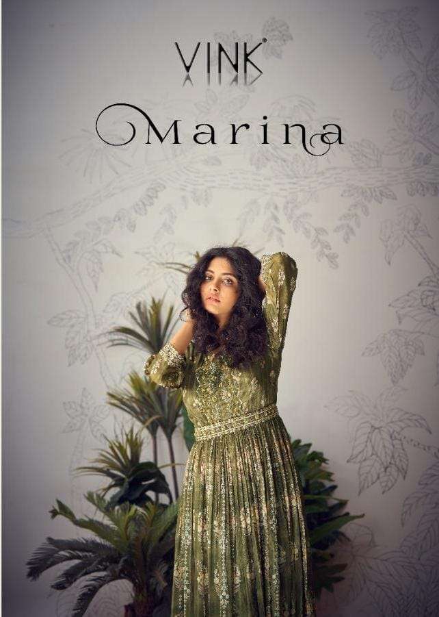 MARINA BY VINK PRESENTING NEW HEAVY FANCY PURE CHINNON CHIFFON DIGITAL PRINT HANDWORK GOWN COLLECTION WHOLESALER