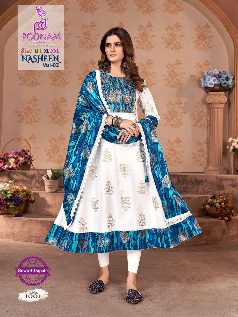 NASHEEN Vol-2 BY POONAM DESIGNER PRESENTING NEW FANCY GOWN WITH DUPATTA COLLECTION WHOLESALER