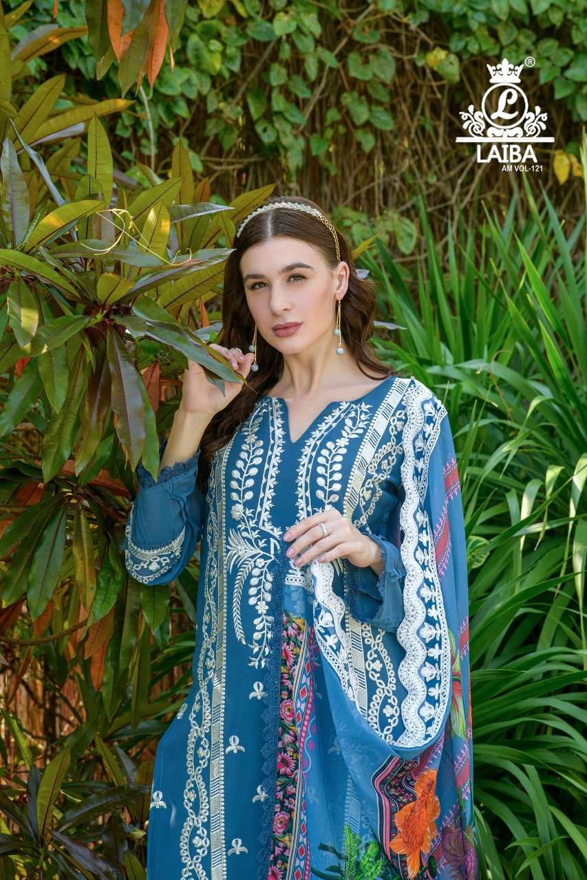 AM VOL-121 BY LAIBA PRESENTING NEW HEAVY FANCY DESIGNER PURE GEORGETTE READYMADE PAKISTANI SUIT COLLECTION WHOLESALER