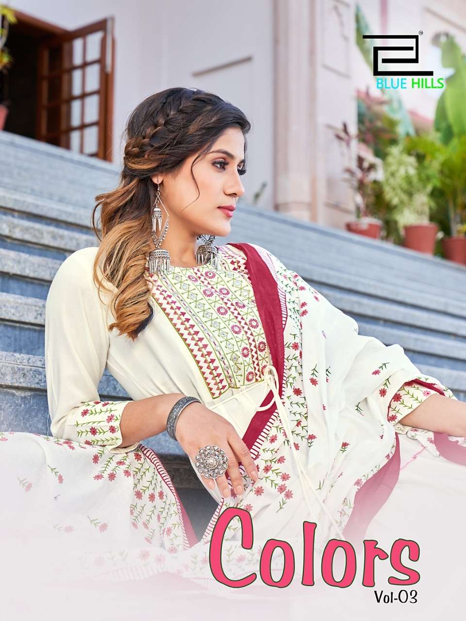 COLORS VOL 3 BY BLUE HILLS PRESENTING NEW HEAVY FANCY DESIGNER RAYON KURTI WITH COTTON MAL DUPATTA COLLECTION WHOLESALER