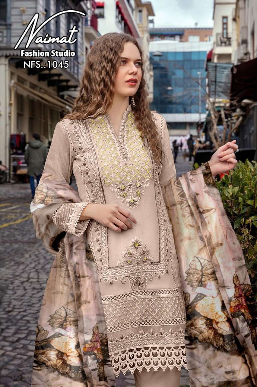 NFS-1045 BY NAIMAT FASHION STUDIO PRESENTING NEW HEAVY FANCY DESIGNER PURE FOX PAKISTANI READYMADE SUIT COLLECTION WHOLESALER