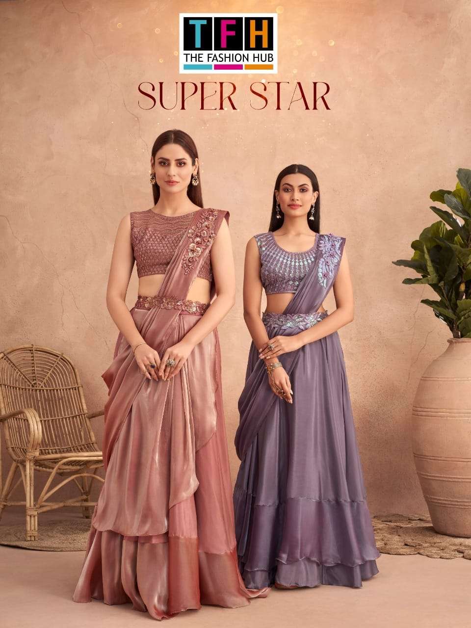 SUPER STAR BY THE FASHION HUB PRESENTING NEW HEAVY FANCY DESIGNER SAREE WITH BELT READY TO WEAR WEDDING WEAR COLLECTION WHOLESALER