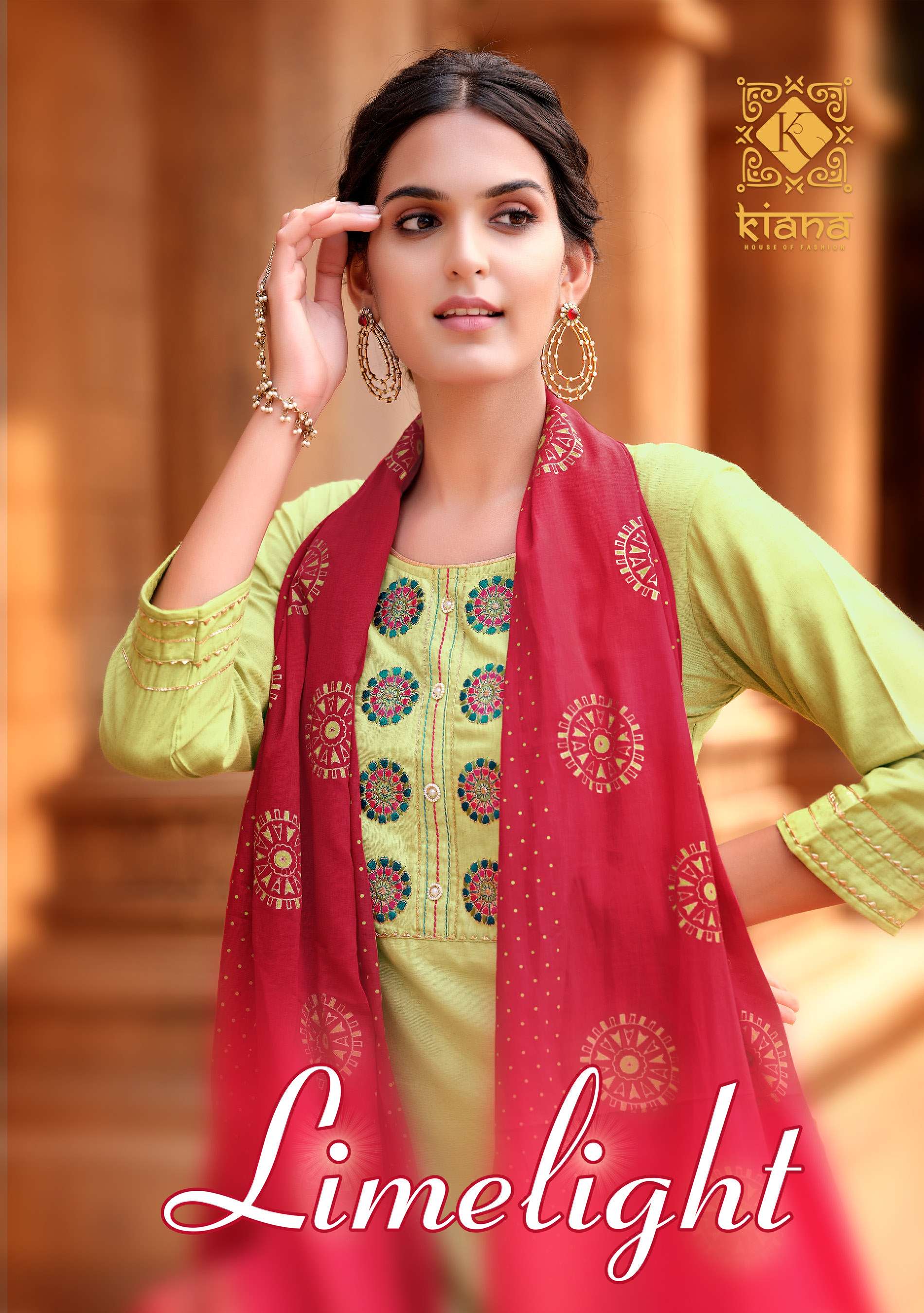 LIMELIGHT BY KIANA PRESENTING NEW HEAVY FANCY DESIGNER VISCOSE LILEN EMBRODIERY WORK KURTI PENT WITH DUPATTA FESTIVAL WEAR COLLECTION WHOLESALER