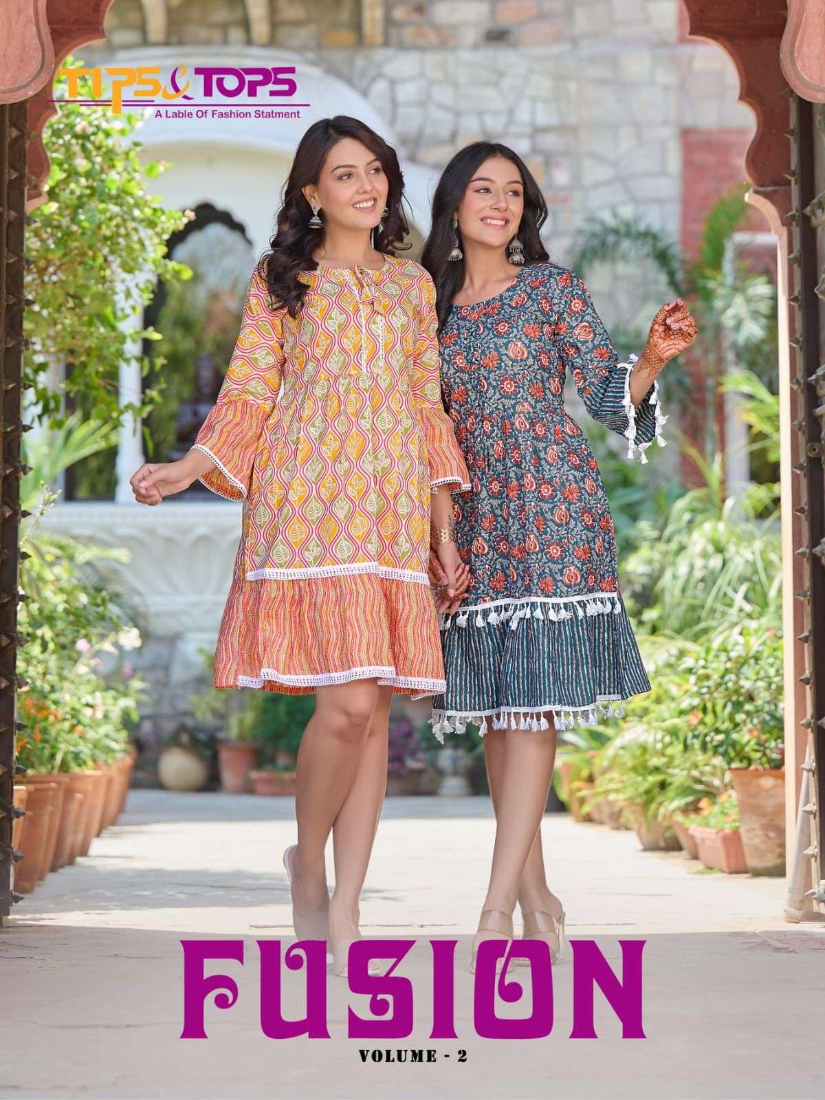 TIPS & TOPS FUSION VOL 2 NEW HEAVY FANCY DESIGNER COTTON PRINT WESTERN WEAR TUNIC COLLECTION WHOLESALER