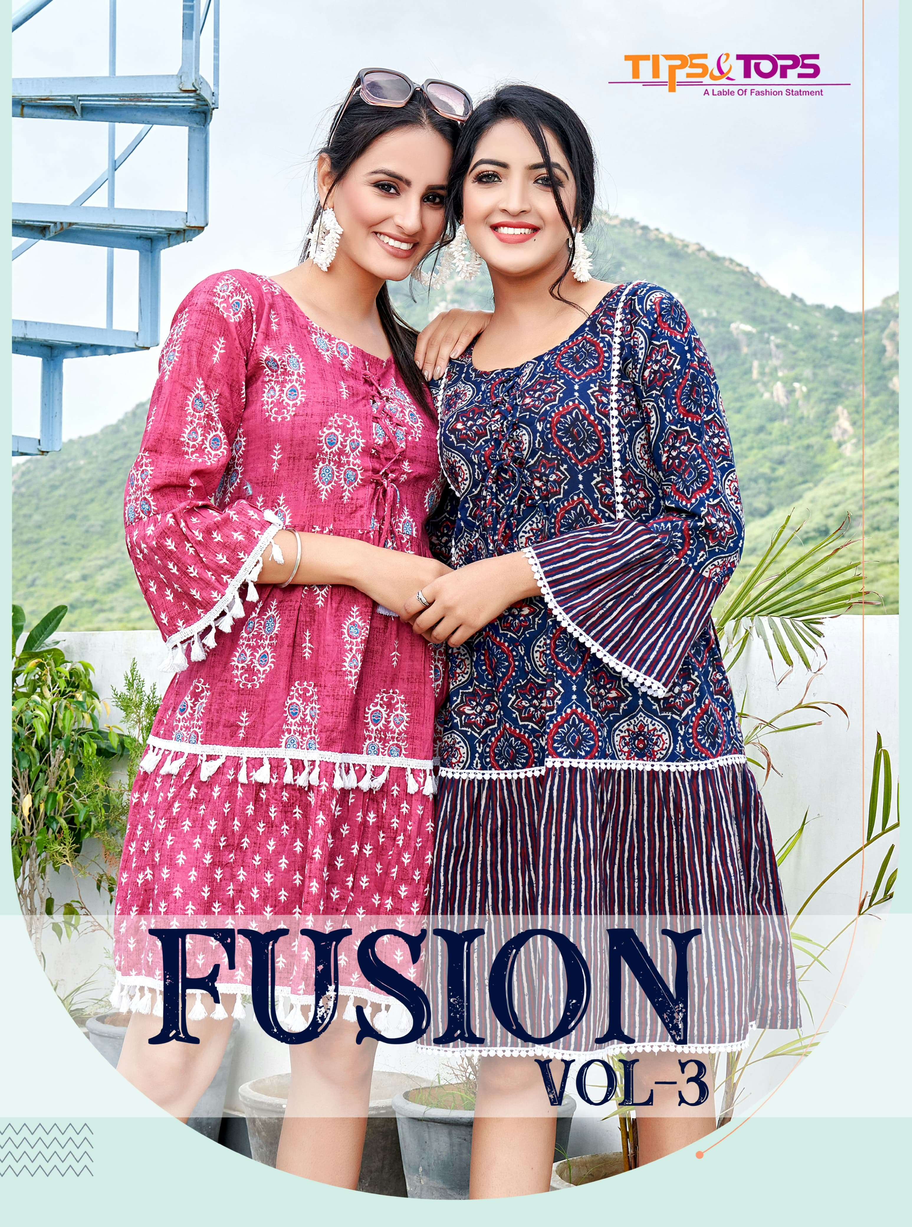 TIPS & TOPS FUSION VOL 3 NEW HEAVY FANCY DESIGNER COTTON PRINT WESTERN WEAR TUNIC COLLECTION WHOLESALER