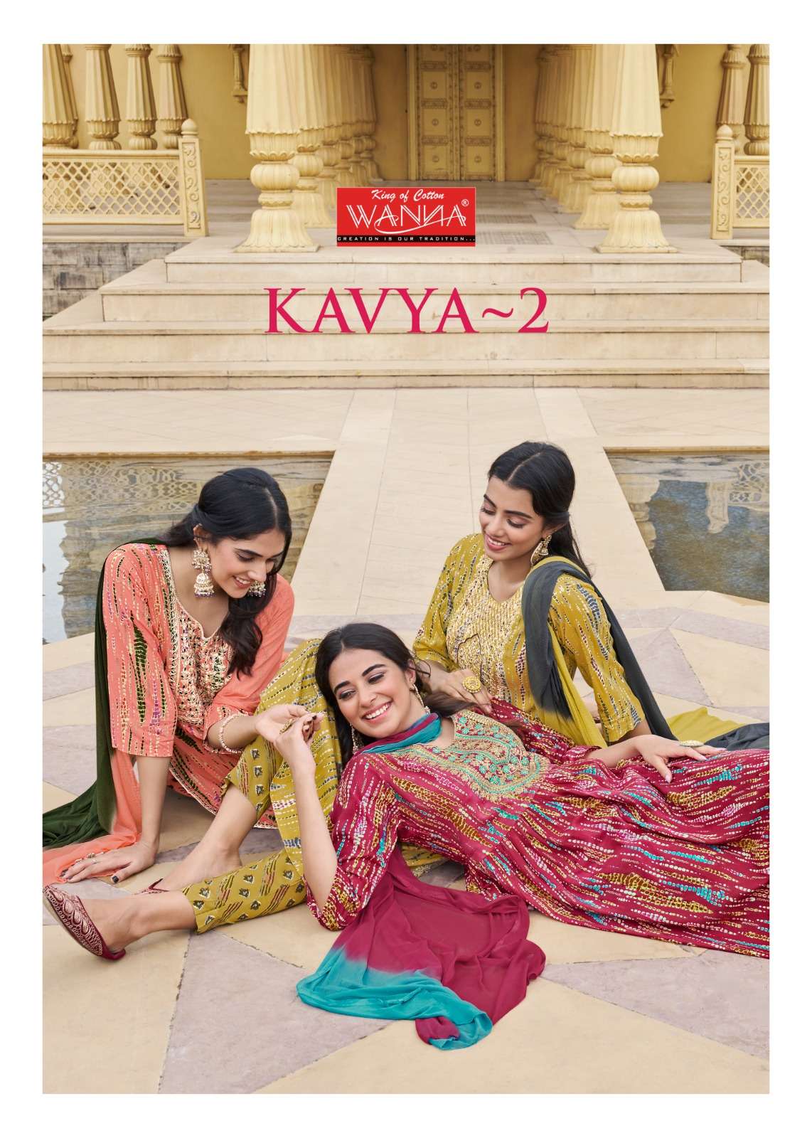 WANNA KAVYA 2 NEW HEAVY FANCY DESIGNER PURE RAYON FOIL PRINTED EMBRODIERY WORK KURTI PENT WITH DUPATTA FESTIVAL WEAR COLLECTION WHOLESALER 