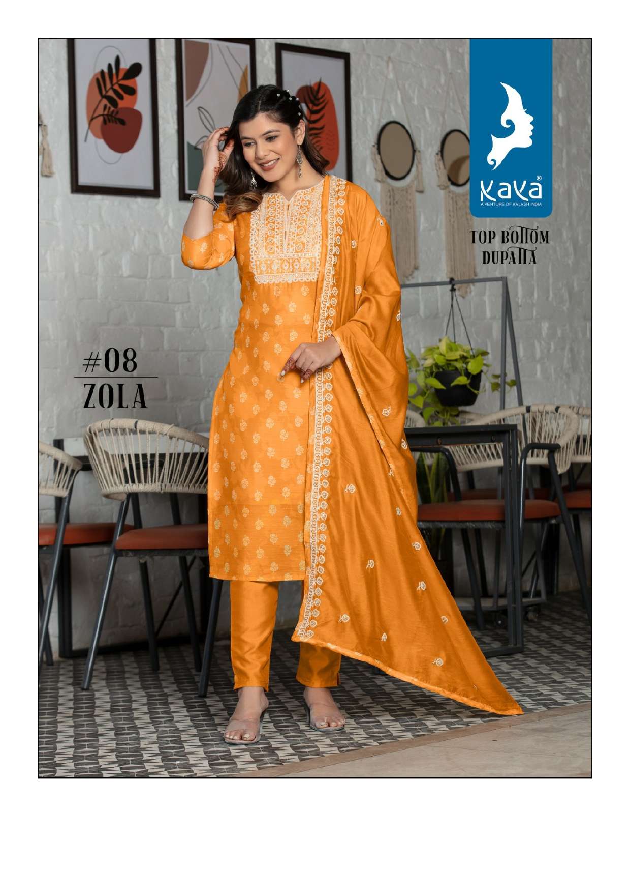 kaya kurti zola new heavy fancy designer dyable chanderi print kurti pent with dupatta festival collection wholesaler 2 2023 04 26 13 08 14
